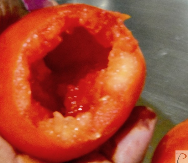 गूदा निकला हुआ empty tomato